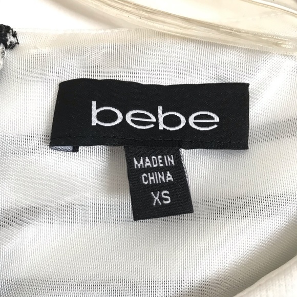 Bebe White & Black Stripe Peplum Dress XS - Picture 7 of 7